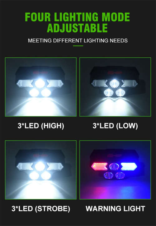 USB Rechargeable 4 Lighting Modes 800mah LED Headlight 11LED