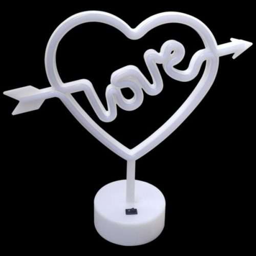 USB DC Cable Or Battery Operated Cupid Heart Neon Lamp With Base