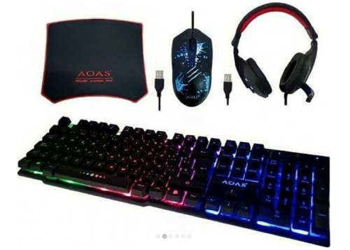 RGB backlit gaming keyboard and headset, mouse set