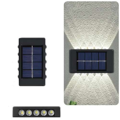 Solar Powered Up And Down LED Wall Lights 10LED White 2Pcs