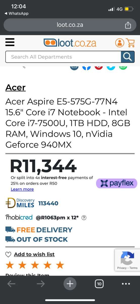 Acer Aspire E5-575 i7 2.7Ghz