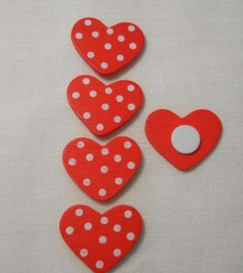 Crafty Stuff: Wooden Red Polka Dot hearts x 5