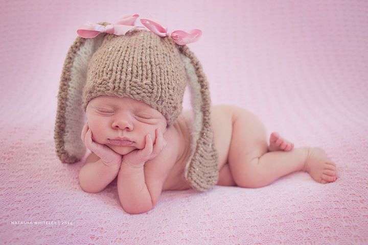 Crafty Stuff : Knitted floppy ears bunny hat, with removable ribbons,  Made to order (in any colour)
