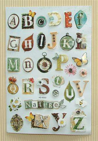 Crafty Stuff:  3-D Alphabet stickers: Nature