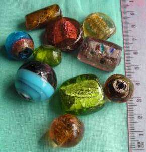Crafty Stuff:   LARGE Indian Glass Beads x 10