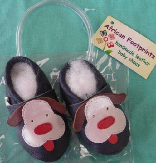 SALE PRICE!! Soft Leather Baby Shoes: BLUE PUPPY