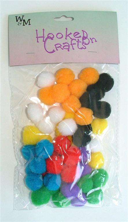 Crafty Stuff: Coloured Pompoms: x 30  (25mm)