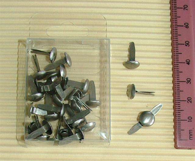 Crafty Stuff:  Lg Round Gun Metal Brads (30)