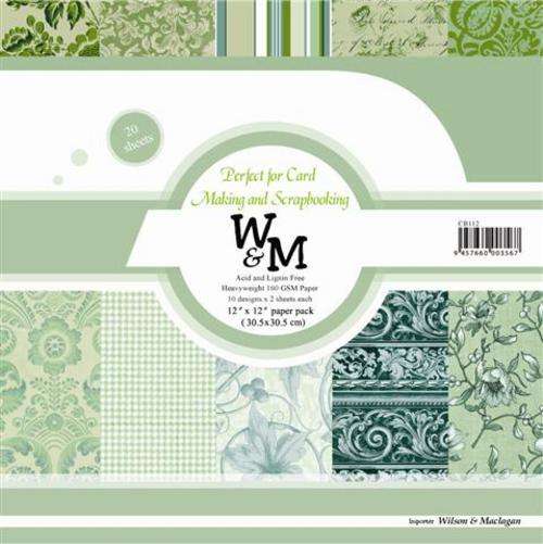Crafty Stuff:  Paper Pack:12 x12 Paper Sheets x 20 pages,Green