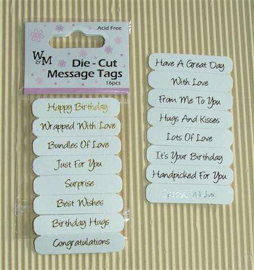 Crafty Stuff: Die Cut message tags : Birthday