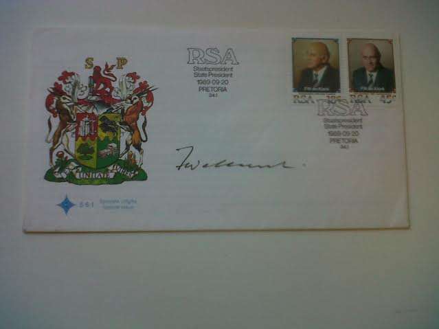 F.W de Klerk FDC - Autographed