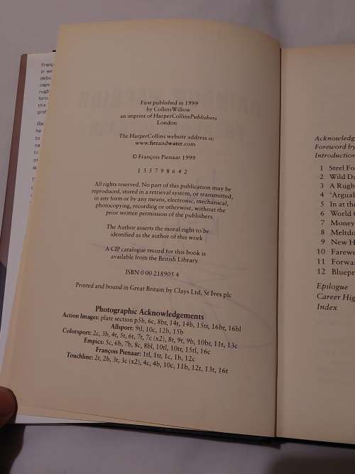 Francois Pienaar Autographed Book and Photo