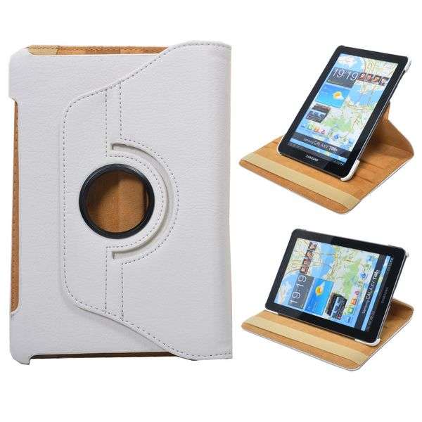 360 Degree Rotational Cover Case for Samsung Galaxy Tab 7.7 P6800 - WHITE