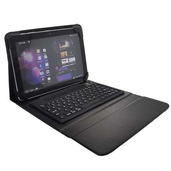 Bluetooth Keyboard with 10.1 inch Leather Case for Samsung Galaxy Tab P7510