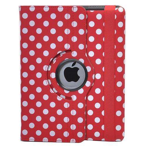 iPad2 Rotating Smart Leather Stand Cover - Red Dots