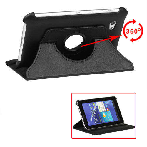 Samsung Galaxy Tab 7.0 Plus P6200 P6210 Rotatable Leather Case - Black