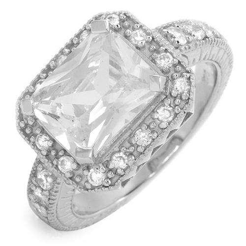 Terrific Brand New Ring With 6.00ctw Cubic zirconia in 925 Sterling silver. Total item weight 6.4g -