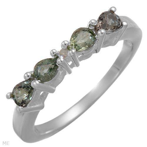 Irresistible Brand New Ring With 0.81ctw Diamond and Genuine Sapphires Made in 925 Sterling silver-