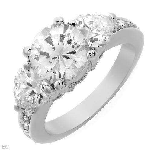 Exquisite Brand New Three-stone Plus Ring With 7.25ctw Cubic zirconia in 925 Sterling silver.Size 5
