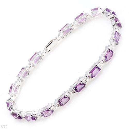 Terrific Brand New Bracelet With 9.35ctw Genuine Amethysts Well Made in 925 Sterling silver.