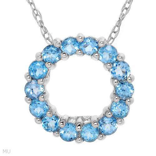 **R4 500.00** Stylish Brand New Circle Necklace With 0.55ctw Genuine Topazes in White Gold