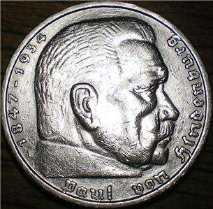 1936 Silver, German 5 Mark