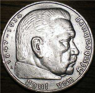 1935 Silver, German 5 Mark