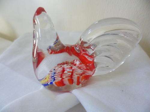 Colourful Glass 'Chicken' Paper Weight