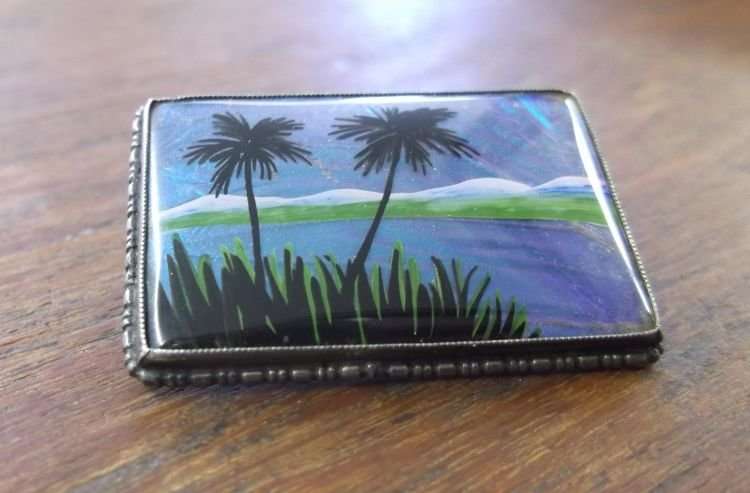 A MAGNIFICENT ART DECO STERLING SILVER BROOCH BY THOMAS L MOTT....REAL BUTTERFLY WINGS !!