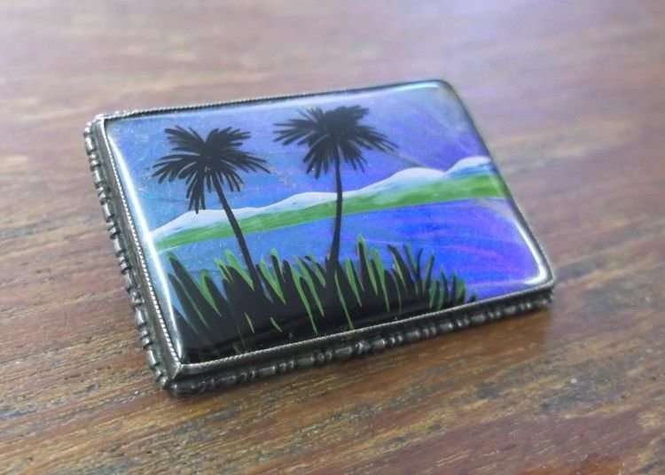 A MAGNIFICENT ART DECO STERLING SILVER BROOCH BY THOMAS L MOTT....REAL BUTTERFLY WINGS !!