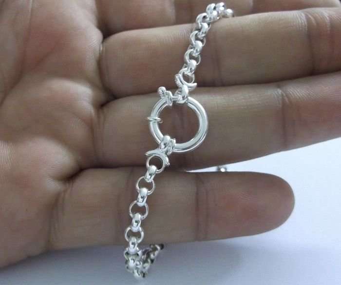 A STUNNING ROUND LINK SOLID STERLING SILVER BRACELET WITH SIGNORETTI CLASP !!!