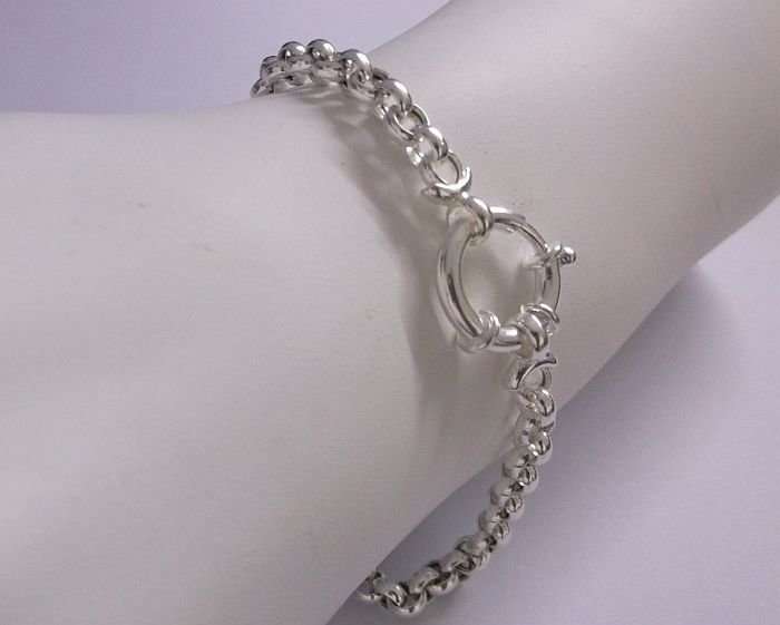 A STUNNING ROUND LINK SOLID STERLING SILVER BRACELET WITH SIGNORETTI CLASP !!!