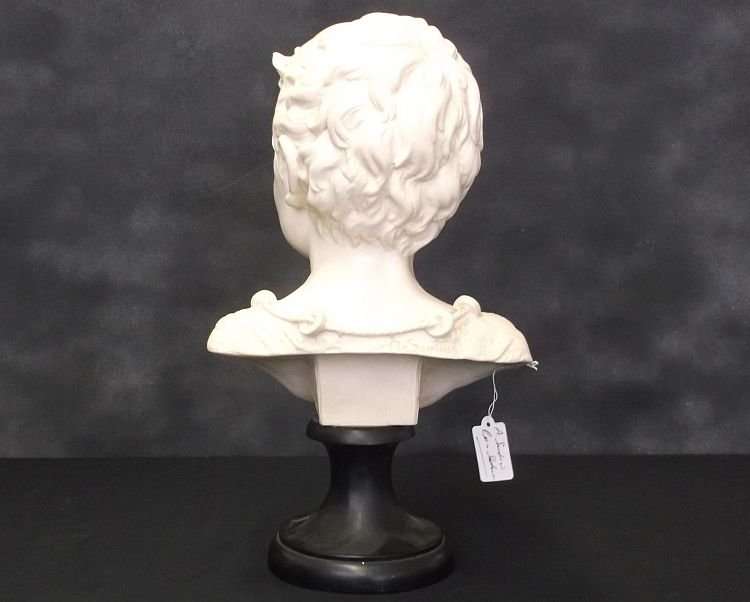 AN AWESOME LARGE AND HEAVY RESIN BUST OF A BOY ON PLINTH BY SANTINI ....SUPERB CONDITION !!