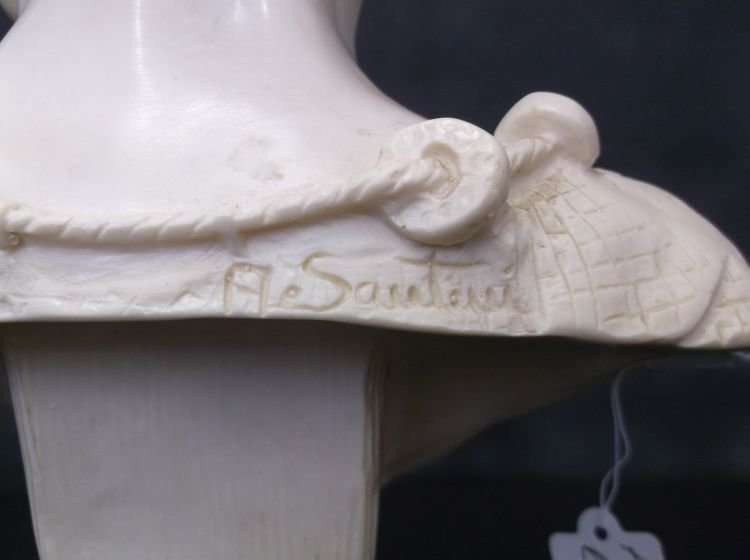 AN AWESOME LARGE AND HEAVY RESIN BUST OF A BOY ON PLINTH BY SANTINI ....SUPERB CONDITION !!