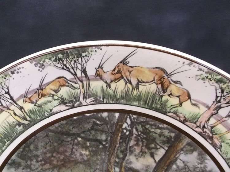 A HUGE DISPLAY PLATE BY ROYAL DOULTON DEPICTING THE WATERBUCK - AFRICAN SERIES
