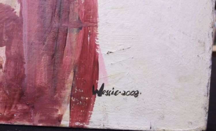 A BEAUTIFULLY PAINTED BIG ORIGINAL OIL ON BOARD OF AN EAGLE SIGNED BY THE ARTIST ...WESSIE ...WOW !!