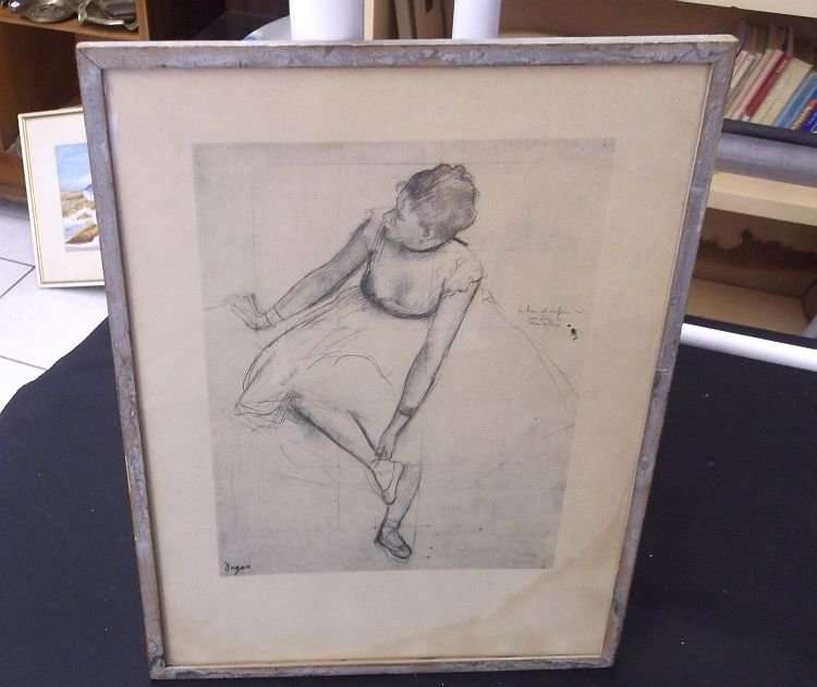 AN OLD AND RARE ETCHING OF ONE OF EDGAR DEGAS` BALLERINAS ....A GREAT CONVERSATION PIECE
