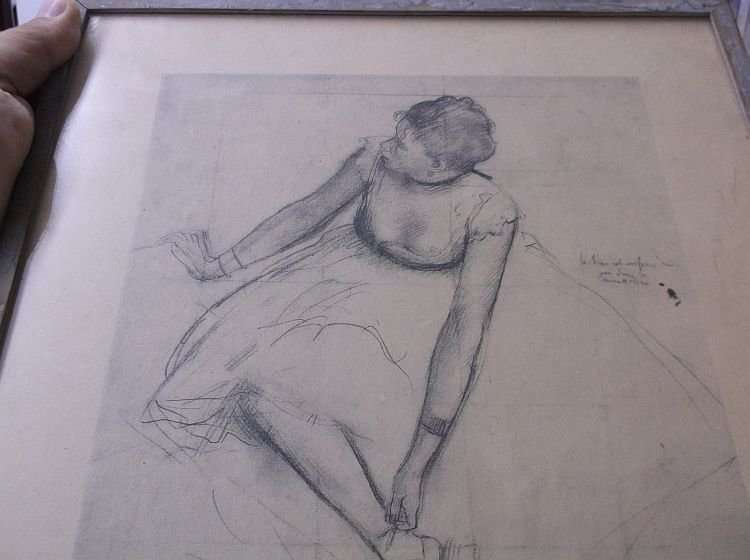AN OLD AND RARE ETCHING OF ONE OF EDGAR DEGAS` BALLERINAS ....A GREAT CONVERSATION PIECE