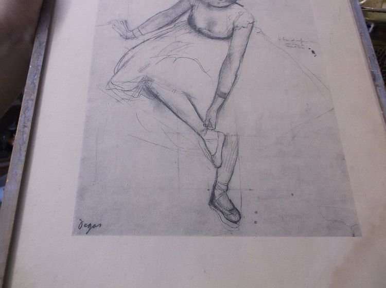 AN OLD AND RARE ETCHING OF ONE OF EDGAR DEGAS` BALLERINAS ....A GREAT CONVERSATION PIECE