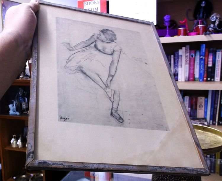 AN OLD AND RARE ETCHING OF ONE OF EDGAR DEGAS` BALLERINAS ....A GREAT CONVERSATION PIECE