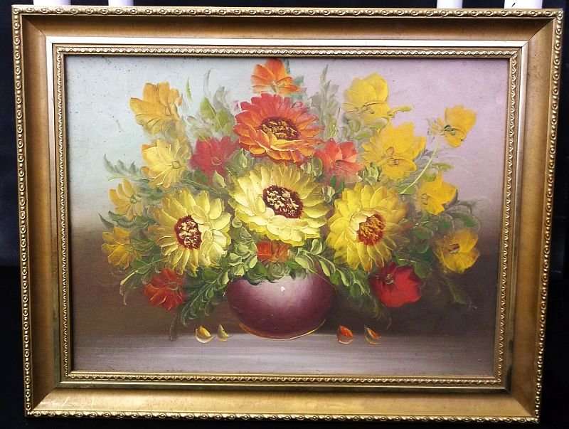 A TRULY OUTSTANDING ORIGINAL OIL ON CANVAS PAINTING DEPICTING A DELIGHTFUL FLORAL ARRANGEMENT