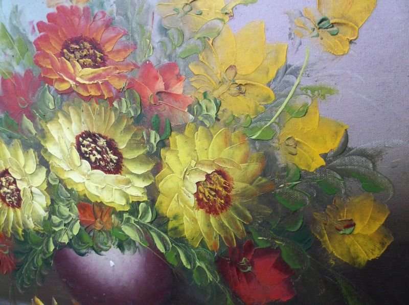 A TRULY OUTSTANDING ORIGINAL OIL ON CANVAS PAINTING DEPICTING A DELIGHTFUL FLORAL ARRANGEMENT