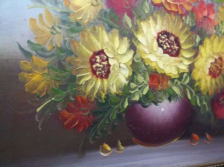 A TRULY OUTSTANDING ORIGINAL OIL ON CANVAS PAINTING DEPICTING A DELIGHTFUL FLORAL ARRANGEMENT