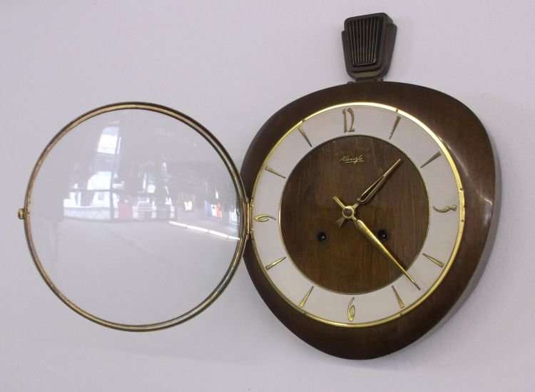 STUNNING RARE ART DECO KIENZLE GERMANY WIND UP CHIME WALL CLOCK  - WORKS !!