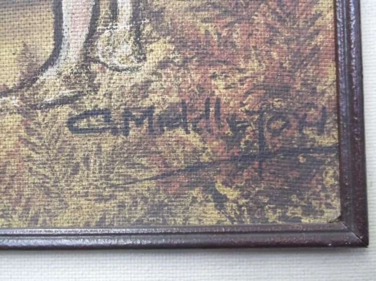 TO MAKE US SMILE ...AN ORIGINAL OIL ON BOARD OF TWO "FISHERMEN" ON THEIR WAY TO THE RIVER...SIGNED