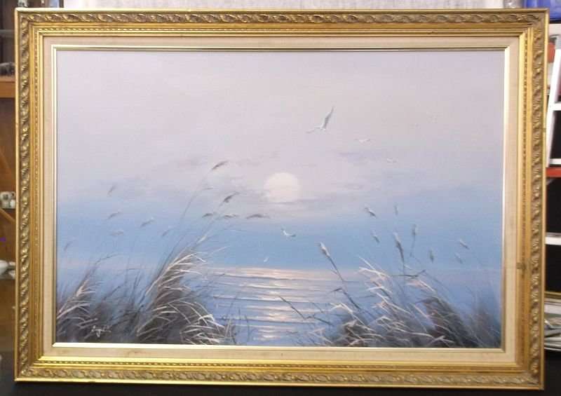 A MASSIVE ORIGINAL OIL ON BOARD OF A MAGICAL SUNSET ...SO PRECISE...SIGNED BY THE ARTIST ENGEL...WOW