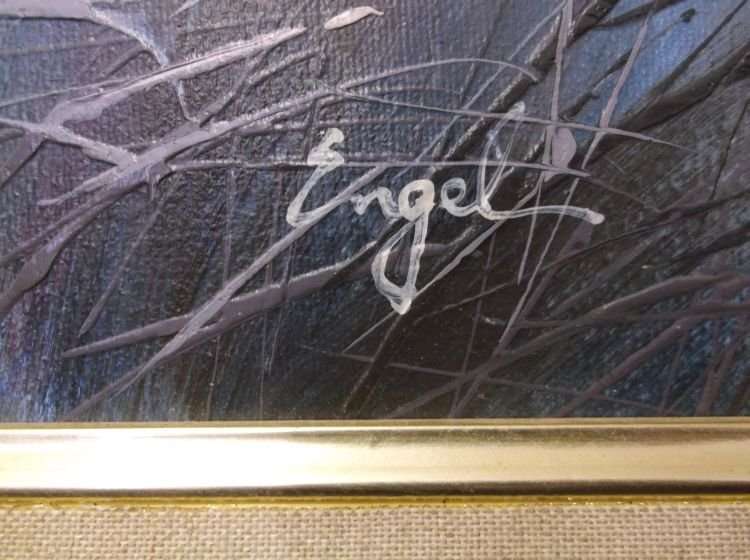 A MASSIVE ORIGINAL OIL ON BOARD OF A MAGICAL SUNSET ...SO PRECISE...SIGNED BY THE ARTIST ENGEL...WOW