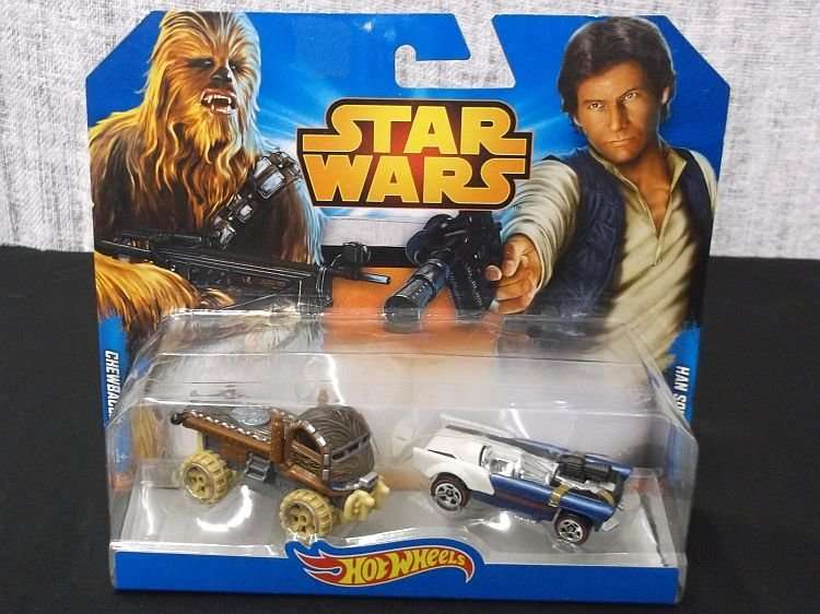 SO DIFFERENT !! A DOUBLE PACK OF DIE CAST METAL HOTWHEELS - STAR WARS CHARACTER VEHICLES...MUST SEE