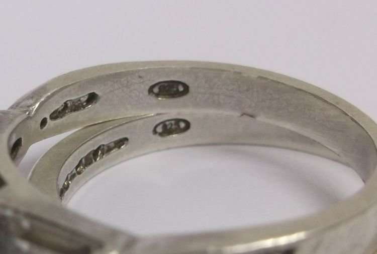 A GORGEOUS SOLID STERLING SILVER TWO RING SET WITH FACETED CLEAR STONES ...WOW !!!