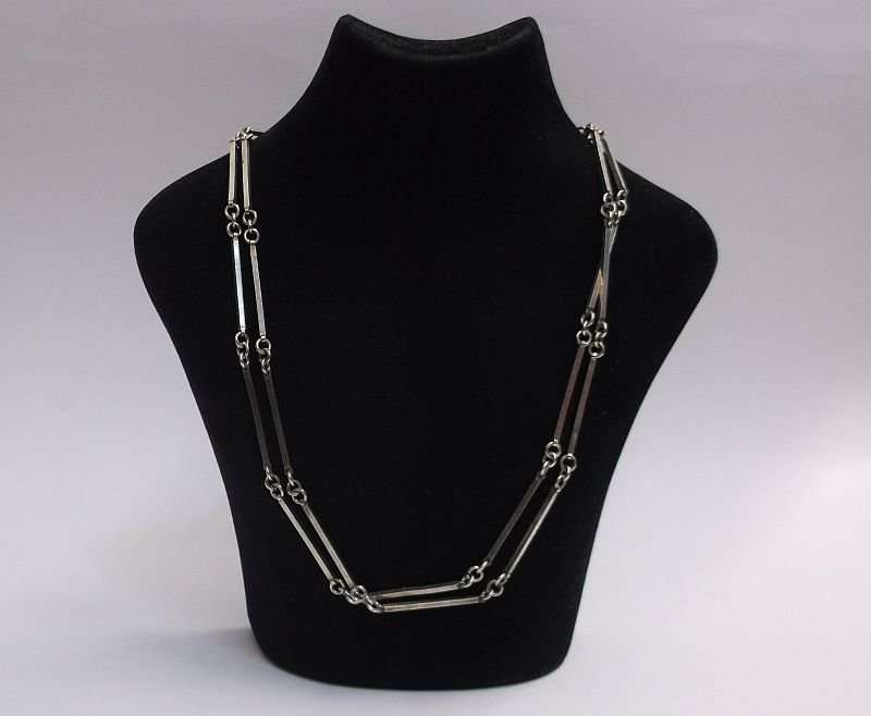 A RARE SOLID EXTRA EXTRA EXTRA LONG STERLING SILVER NECKLACE BY FINNISH DESIGNER ELIS KAUPPI ....WOW
